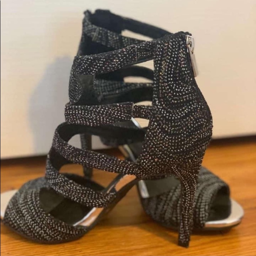 Black heels with multi colored sparkles